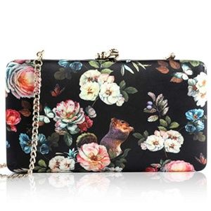 Floral Print Hardcase Clutch Evening Bag Purse